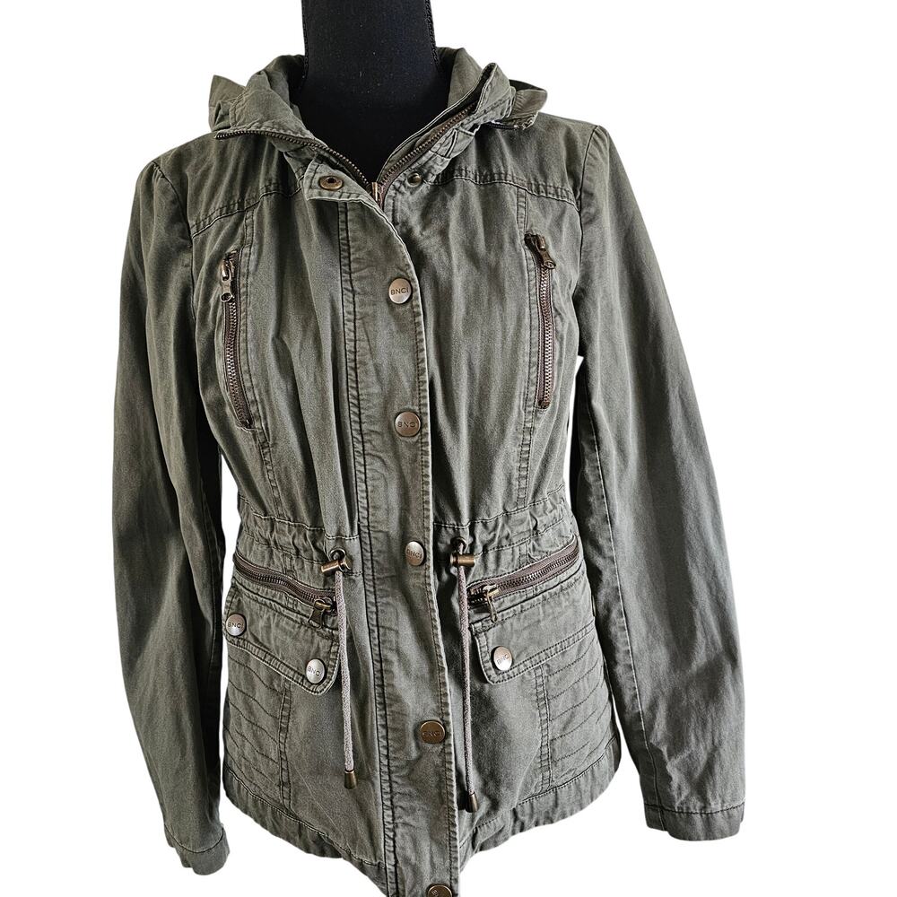 BNCI Lined Utility Jacket 100% Cotton in Olive Green sz S Like New